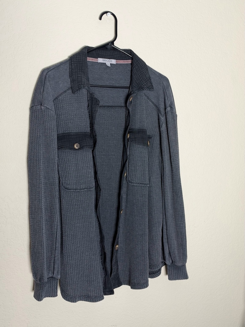 Briggs Charcoal Knit Utility Shirt Button Down
